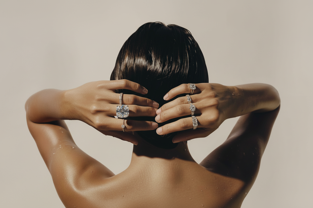 Lifestyle photo with diamond rings