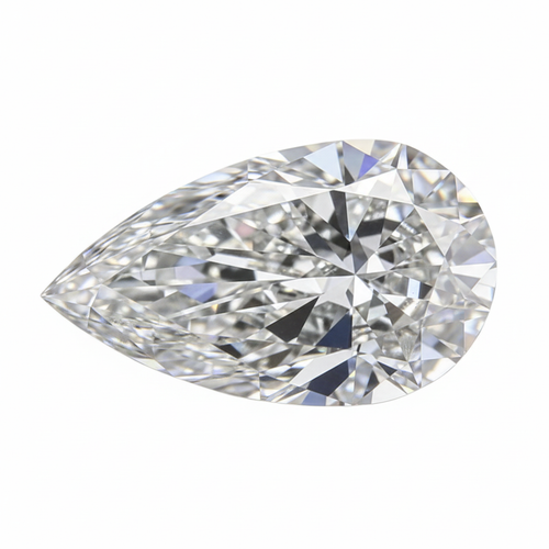 Pear-cut diamond on white background