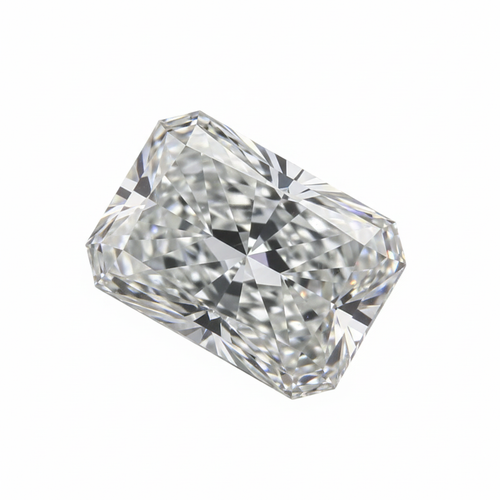 Radiant-cut diamond on white background